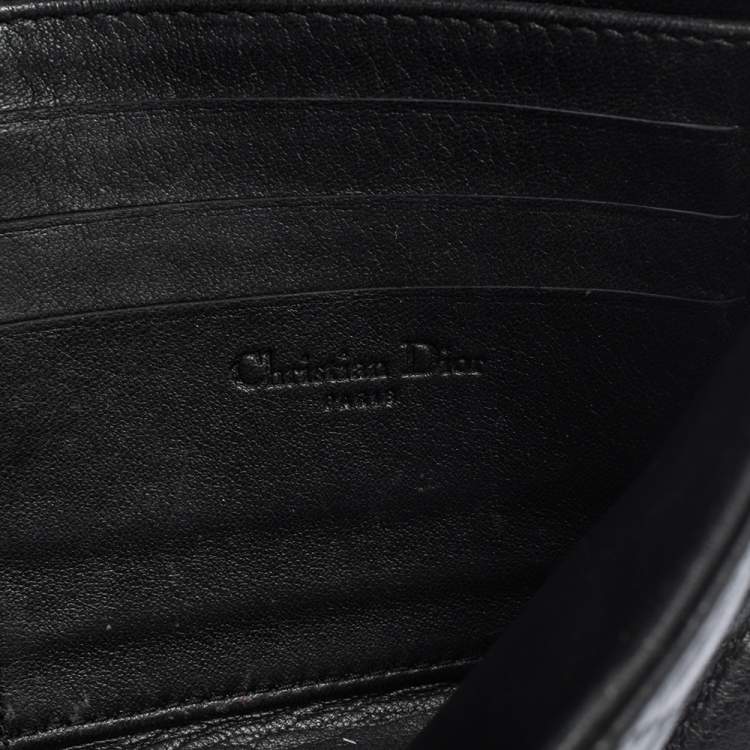 Pre Owned Dior Black Leather Lady Dior Wallet on Chain