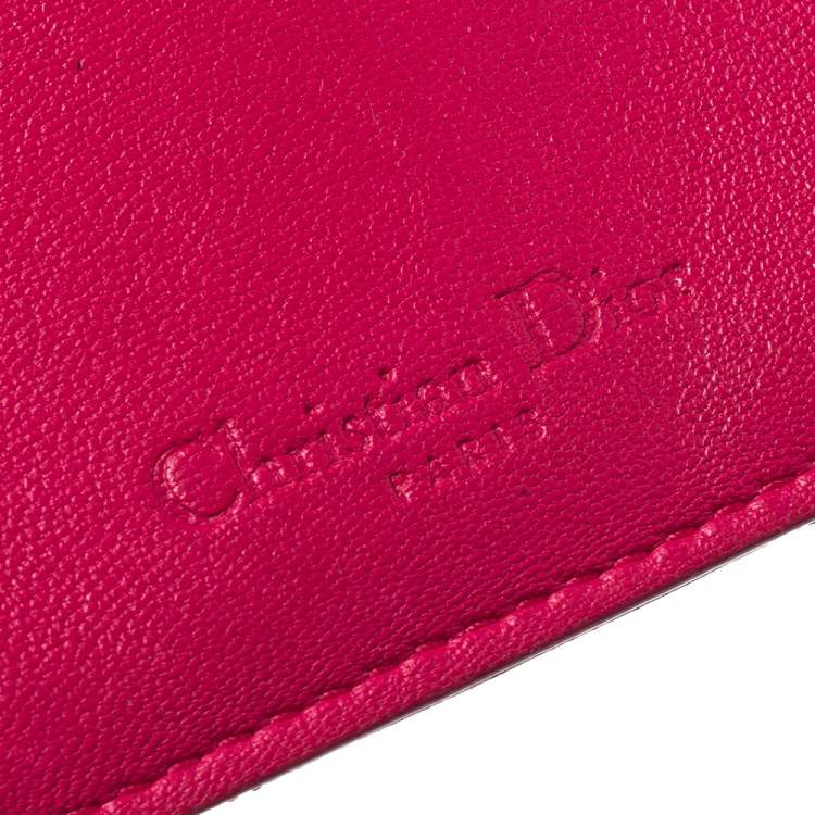 Pre Owned Dior Pink Cannage Leather Lady Dior Card Holder