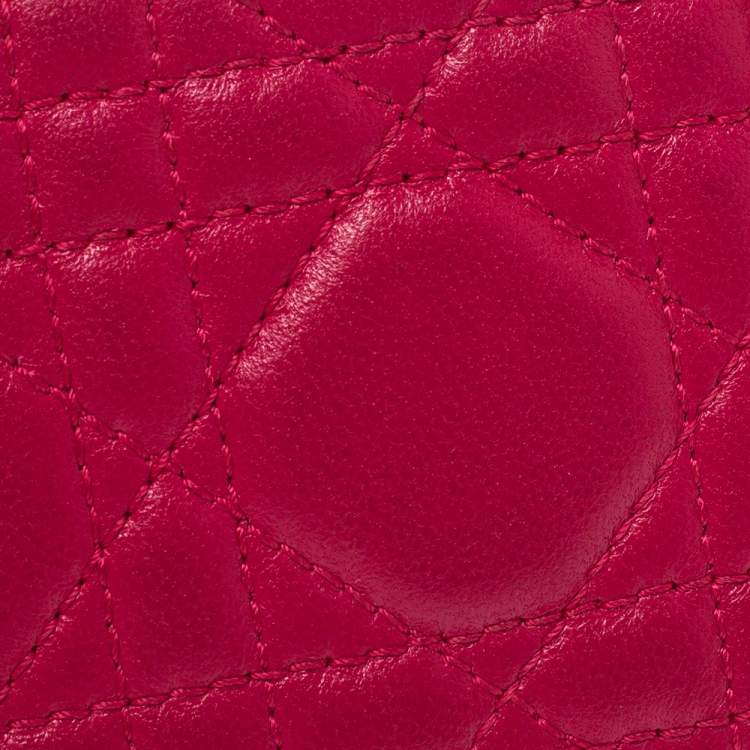 Pre Owned Dior Pink Cannage Leather Lady Dior Card Holder
