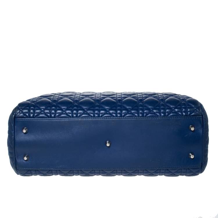 Pre Owned Dior Blue Cannage Leather Soft Lady Dior Shopper Tote