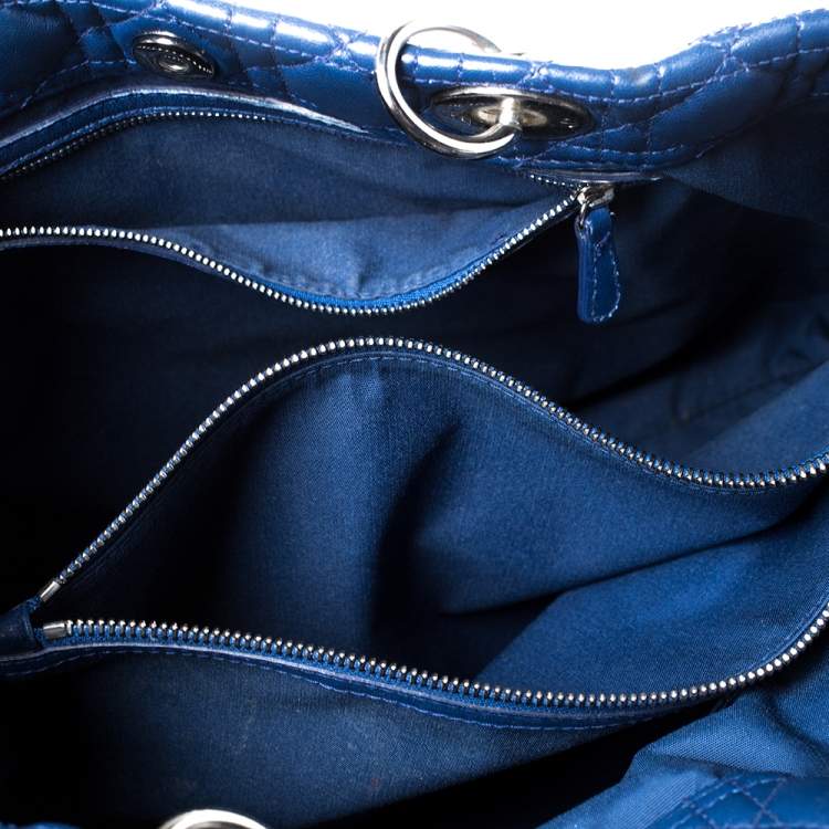Pre Owned Dior Blue Cannage Leather Soft Lady Dior Shopper Tote