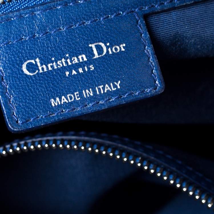 Pre Owned Dior Blue Cannage Leather Soft Lady Dior Shopper Tote