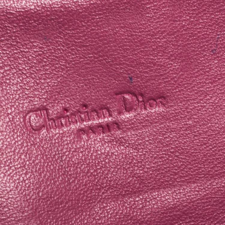 Pre Owned Dior Magenta Cannage Leather New Lock Wallet on Chain
