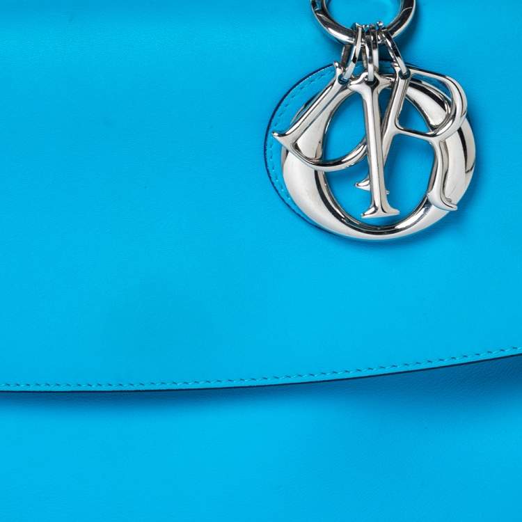 Pre Owned Dior Light Blue Leather Small Be Dior Flap Top Handle Bag