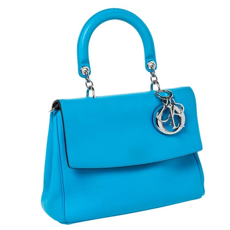 Pre Owned Dior Light Blue Leather Small Be Dior Flap Top Handle Bag
