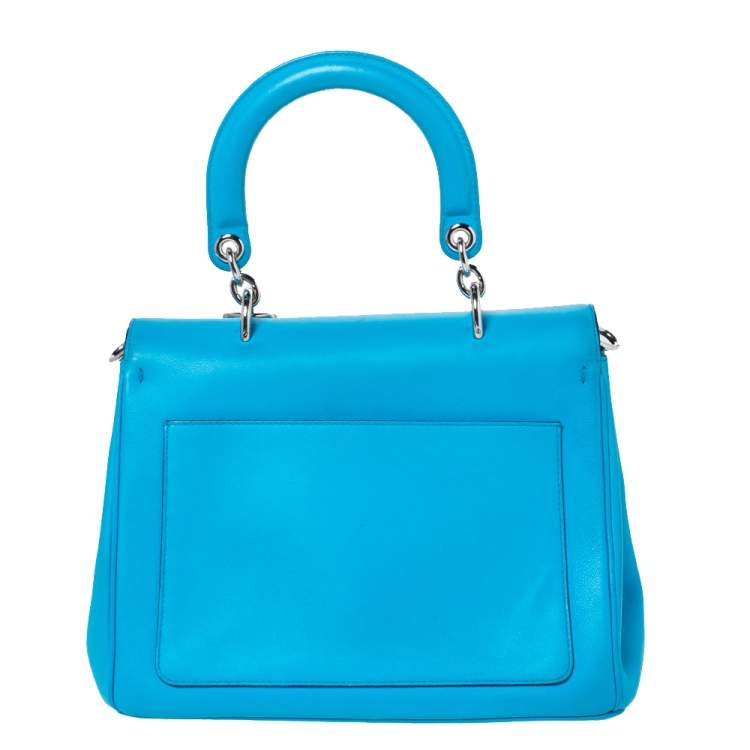 Pre Owned Dior Light Blue Leather Small Be Dior Flap Top Handle Bag
