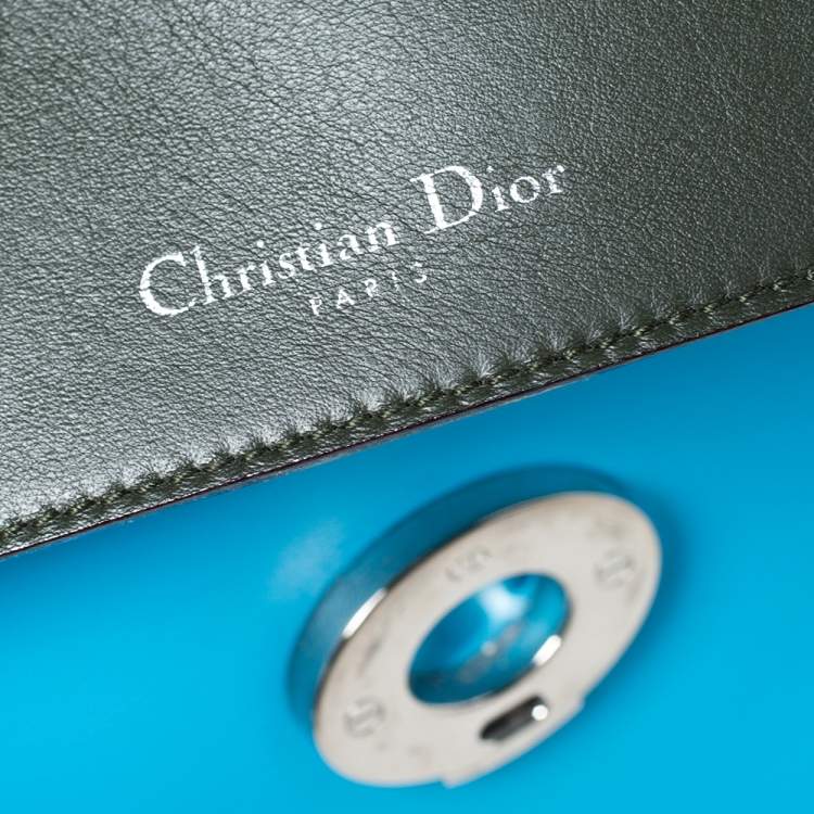 Pre Owned Dior Light Blue Leather Small Be Dior Flap Top Handle Bag