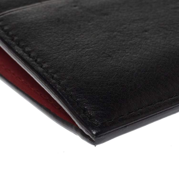 Pre Owned Dior Black Leather Zip Card Holder