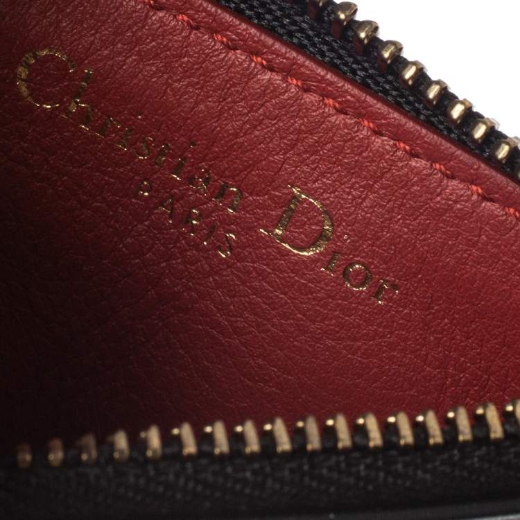 Pre Owned Dior Black Leather Zip Card Holder