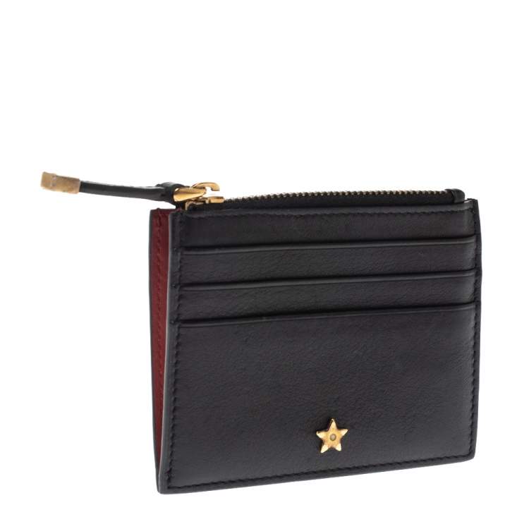 Pre Owned Dior Black Leather Zip Card Holder