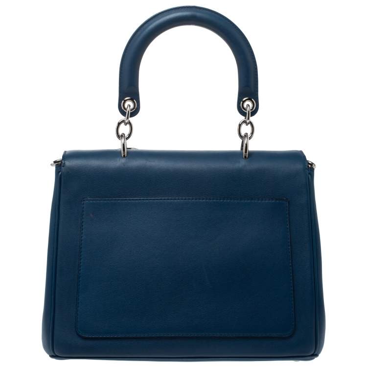 Pre Owned Dior Blue Leather Small Be Dior Flap Top Handle Bag