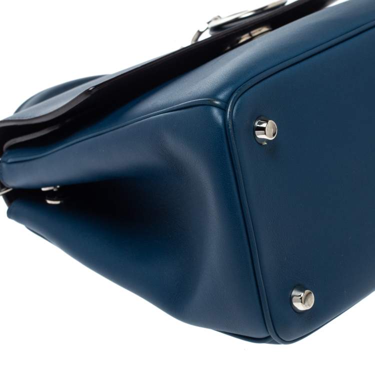Pre Owned Dior Blue Leather Small Be Dior Flap Top Handle Bag
