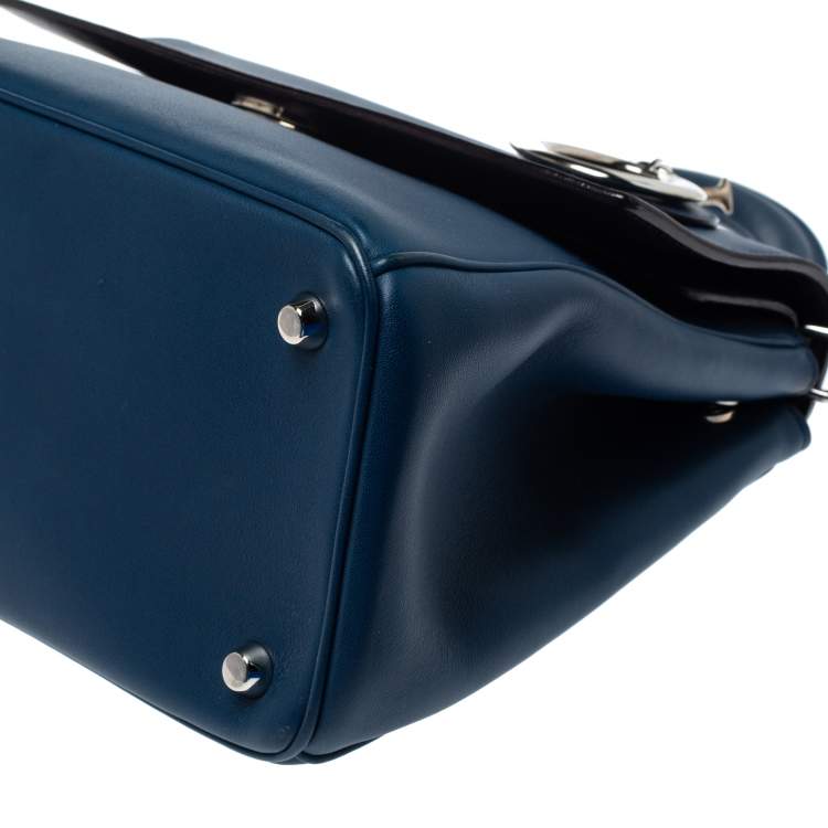 Pre Owned Dior Blue Leather Small Be Dior Flap Top Handle Bag
