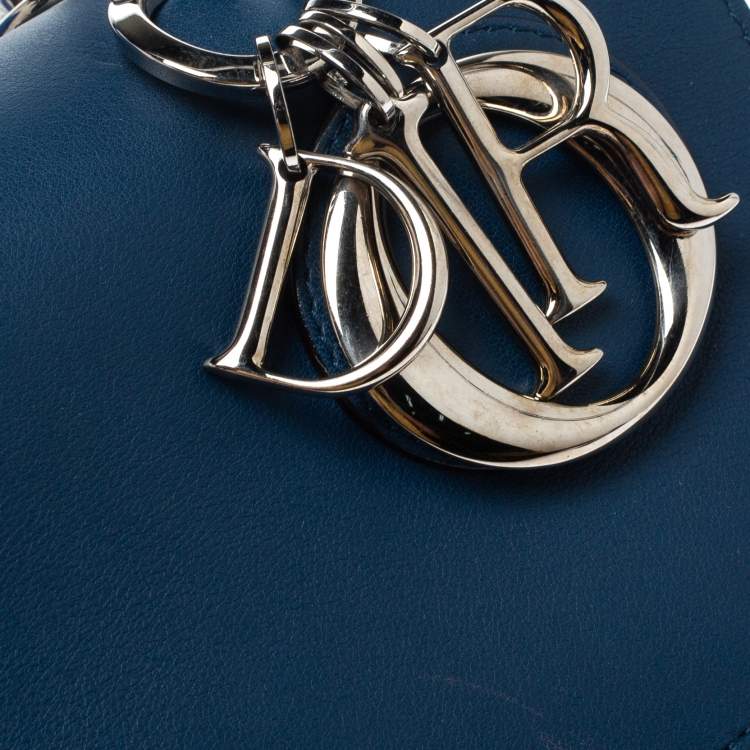 Pre Owned Dior Blue Leather Small Be Dior Flap Top Handle Bag