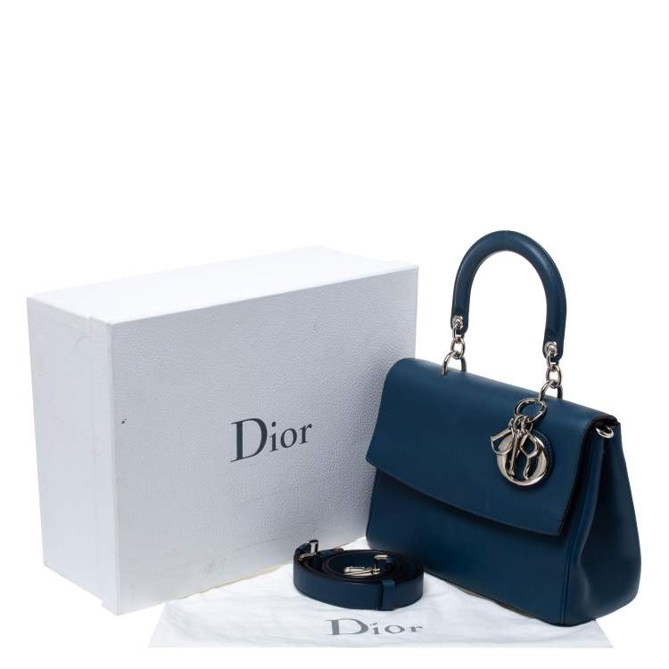 Pre Owned Dior Blue Leather Small Be Dior Flap Top Handle Bag