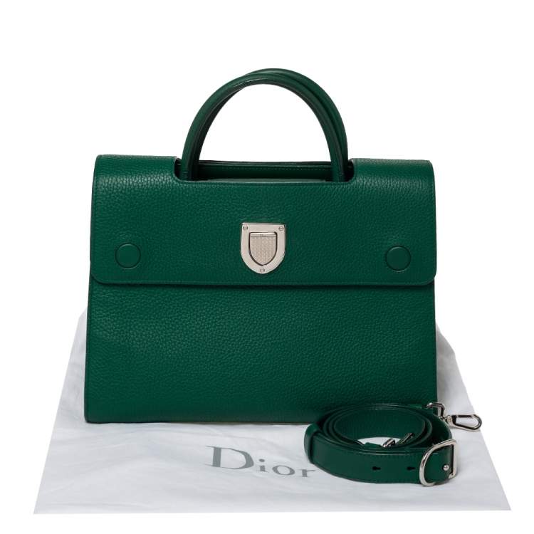 Pre Owned Dior Green Leather Medium Diorever Bag