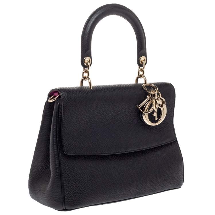 Pre Owned Dior Black Leather Small Be Dior Flap Top Handle Bag