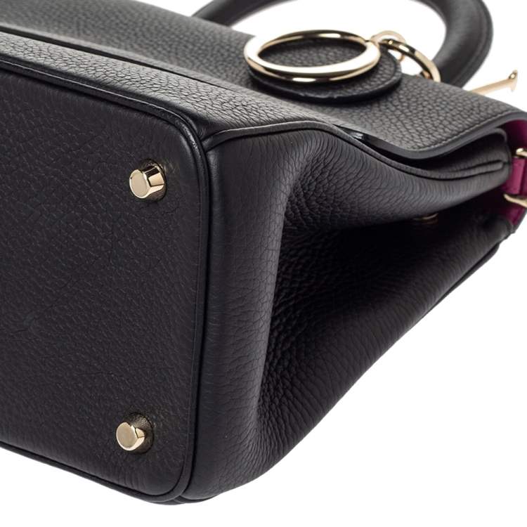 Pre Owned Dior Black Leather Small Be Dior Flap Top Handle Bag