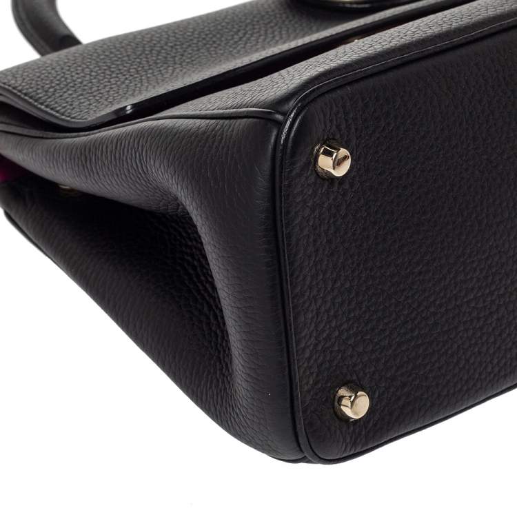 Pre Owned Dior Black Leather Small Be Dior Flap Top Handle Bag