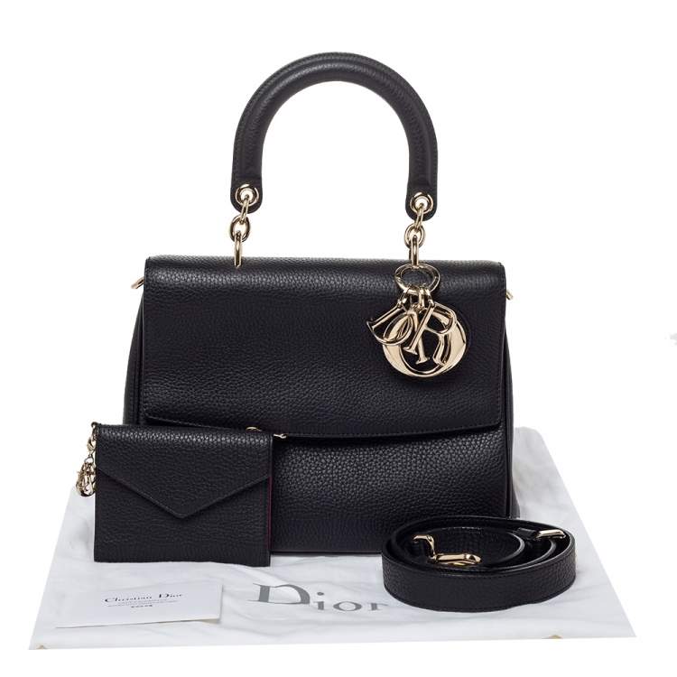 Pre Owned Dior Black Leather Small Be Dior Flap Top Handle Bag