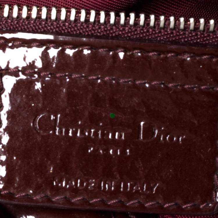 Pre Owned Dior Burgundy Cannage Quilted Soft Patent Leather Large Shopper Tote