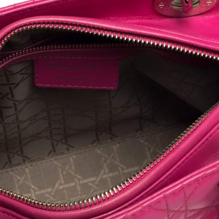 Pre Owned Dior Pink Leather Medium Lady Dior Tote
