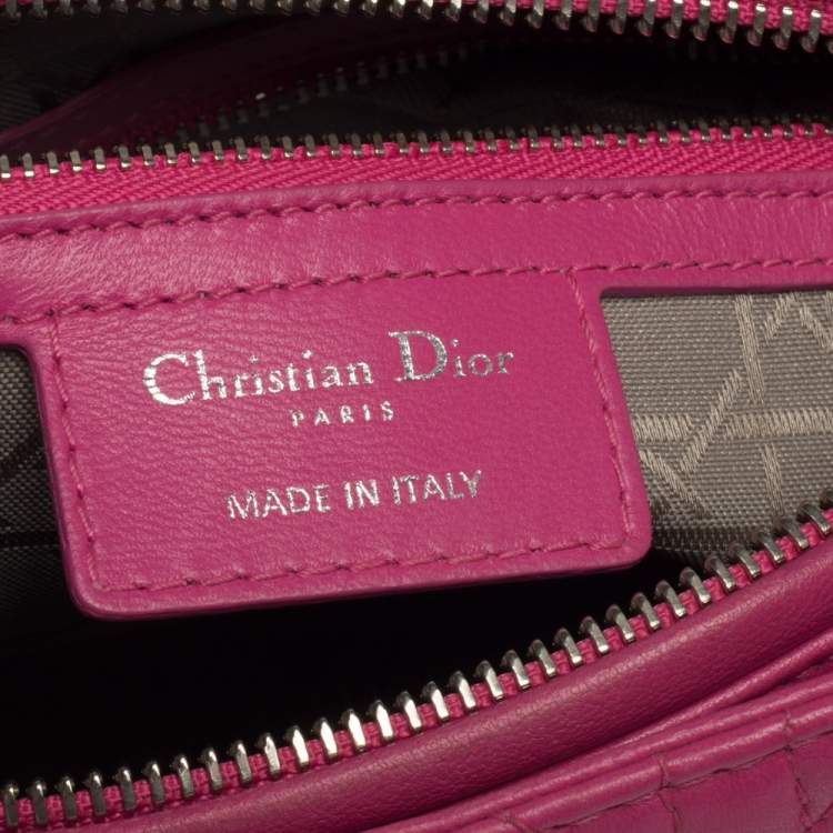 Pre Owned Dior Pink Leather Medium Lady Dior Tote