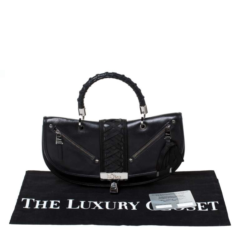 Pre Owned Dior Black Leather Admit It Top Handle Bag