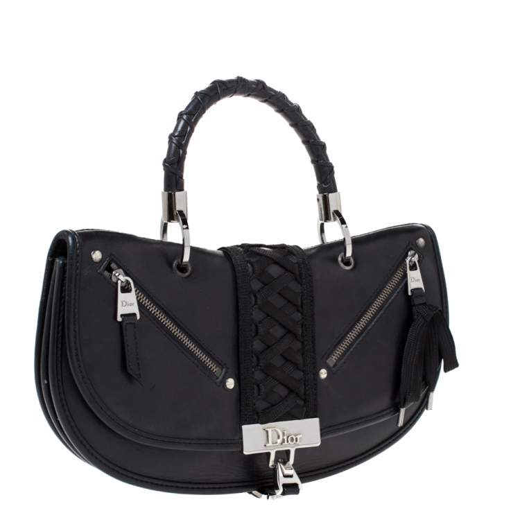 Pre Owned Dior Black Leather Admit It Top Handle Bag