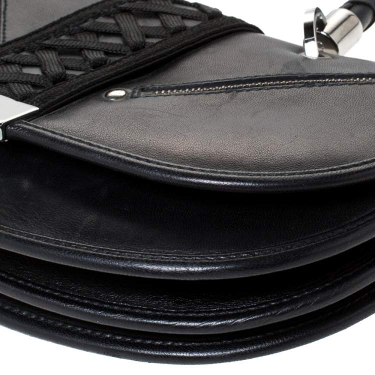 Pre Owned Dior Black Leather Admit It Top Handle Bag