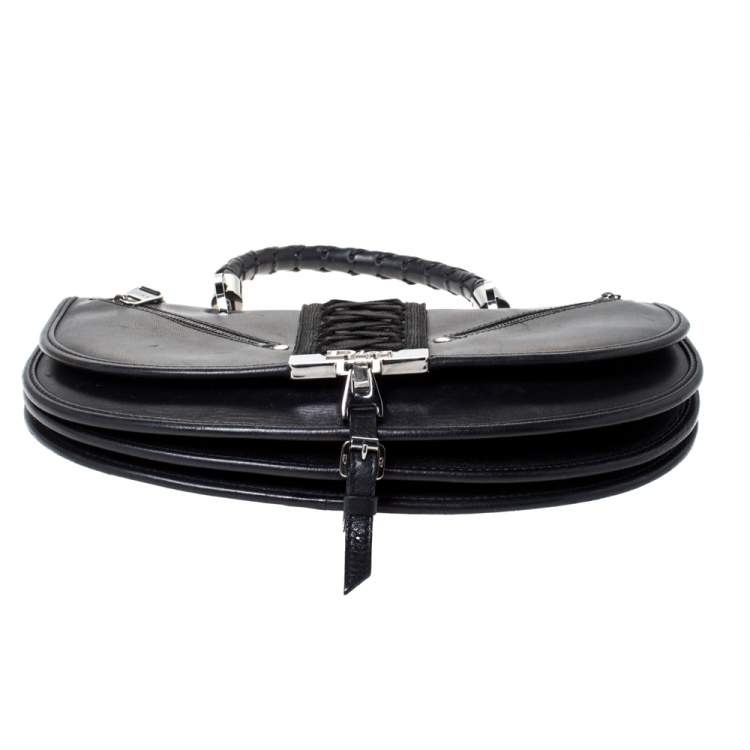 Pre Owned Dior Black Leather Admit It Top Handle Bag