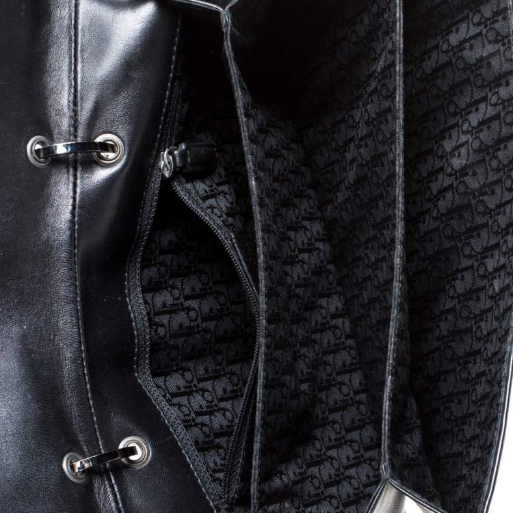 Pre Owned Dior Black Leather Admit It Top Handle Bag