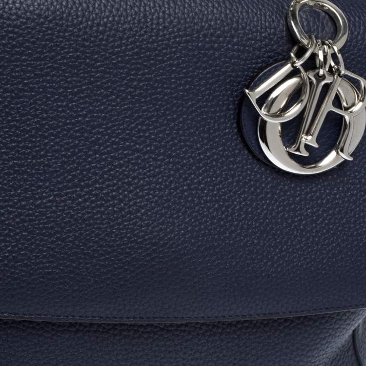 Pre Owned Dior Navy Blue Leather Large Be Dior Flap Top Handle Bag
