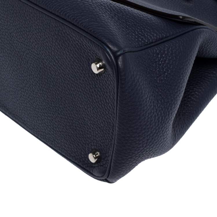 Pre Owned Dior Navy Blue Leather Large Be Dior Flap Top Handle Bag
