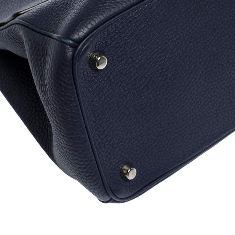 Pre Owned Dior Navy Blue Leather Large Be Dior Flap Top Handle Bag