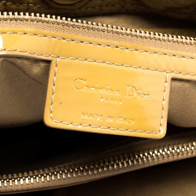 Pre Owned Dior Cream Cannage Patent Leather Soft Lady Dior Shopper Tote