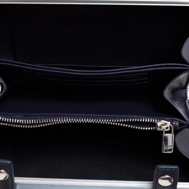 Pre Owned Christian Dior x Rimowa Two Tone Blue Aluminum and Leather Personal Clutch Bag