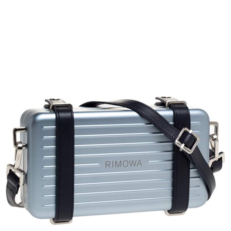 Pre Owned Christian Dior x Rimowa Two Tone Blue Aluminum and Leather Personal Clutch Bag