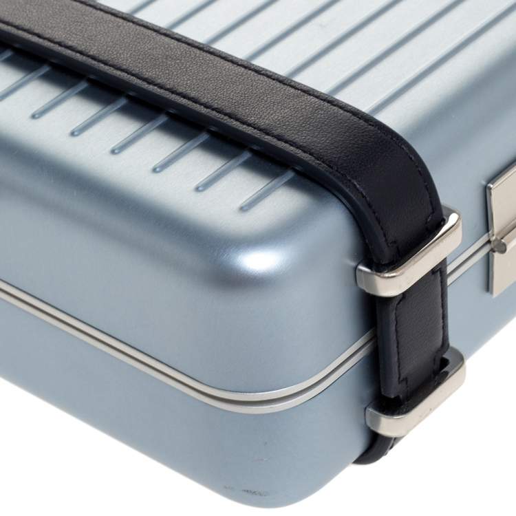 Pre Owned Christian Dior x Rimowa Two Tone Blue Aluminum and Leather Personal Clutch Bag