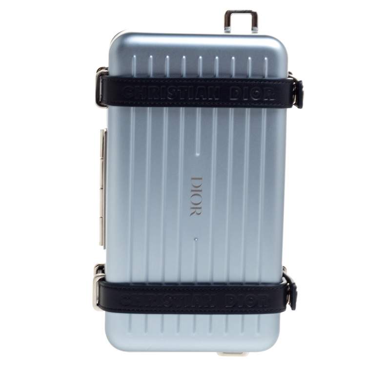 Pre Owned Christian Dior x Rimowa Two Tone Blue Aluminum and Leather Personal Clutch Bag