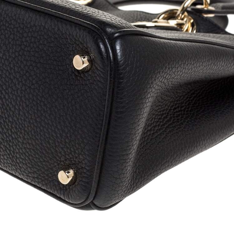 Pre Owned Dior Black Leather Medium Diorissimo Shopper Tote