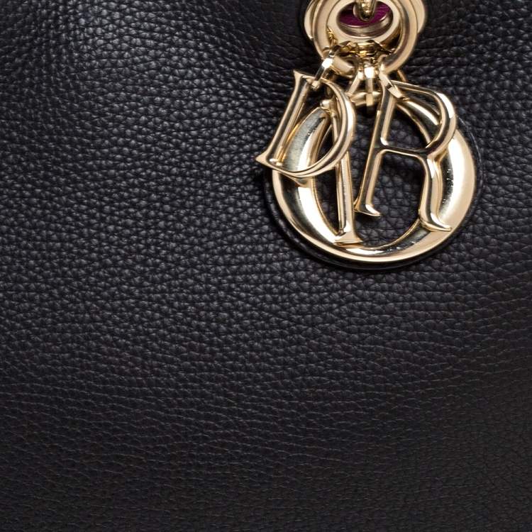 Pre Owned Dior Black Leather Medium Diorissimo Shopper Tote