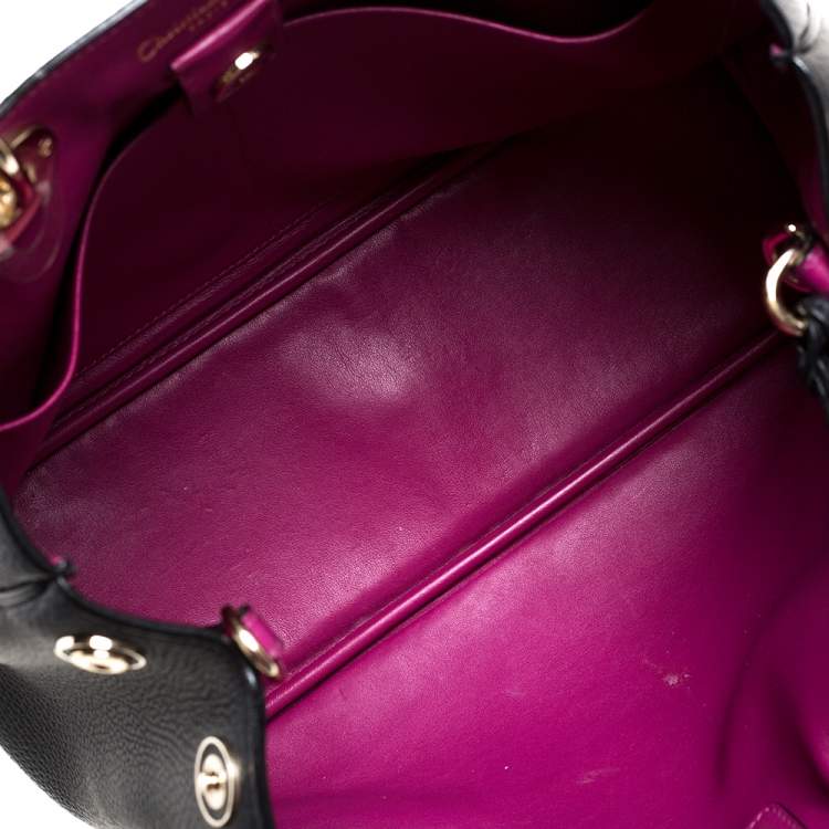 Pre Owned Dior Black Leather Medium Diorissimo Shopper Tote