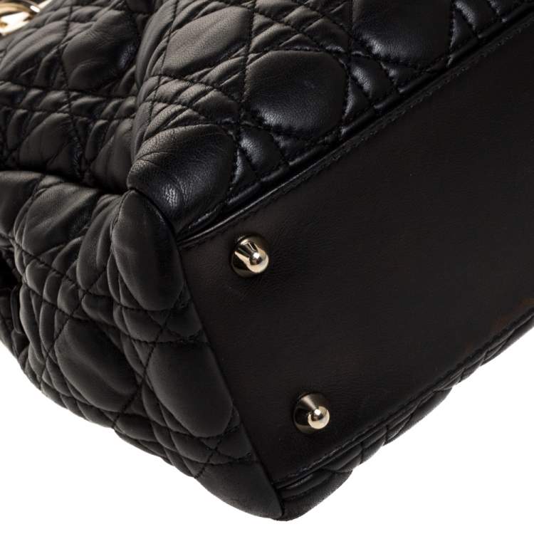 Pre Owned Dior Black Cannage Leather Soft Lady Dior Shopper Tote