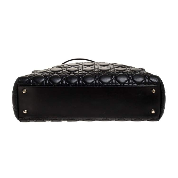 Pre Owned Dior Black Cannage Leather Soft Lady Dior Shopper Tote