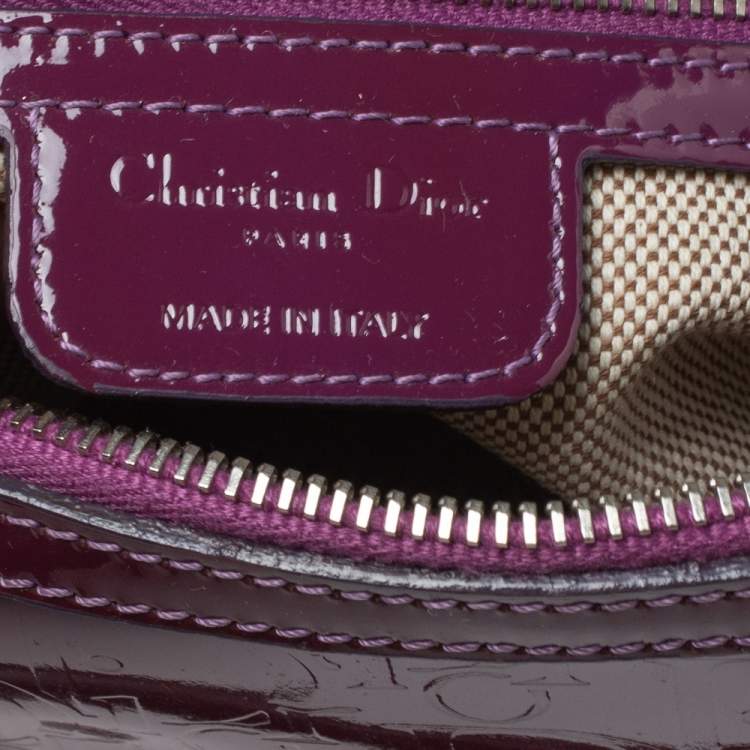 Pre Owned Dior Purple Monogram Patent Leather Boston Bag