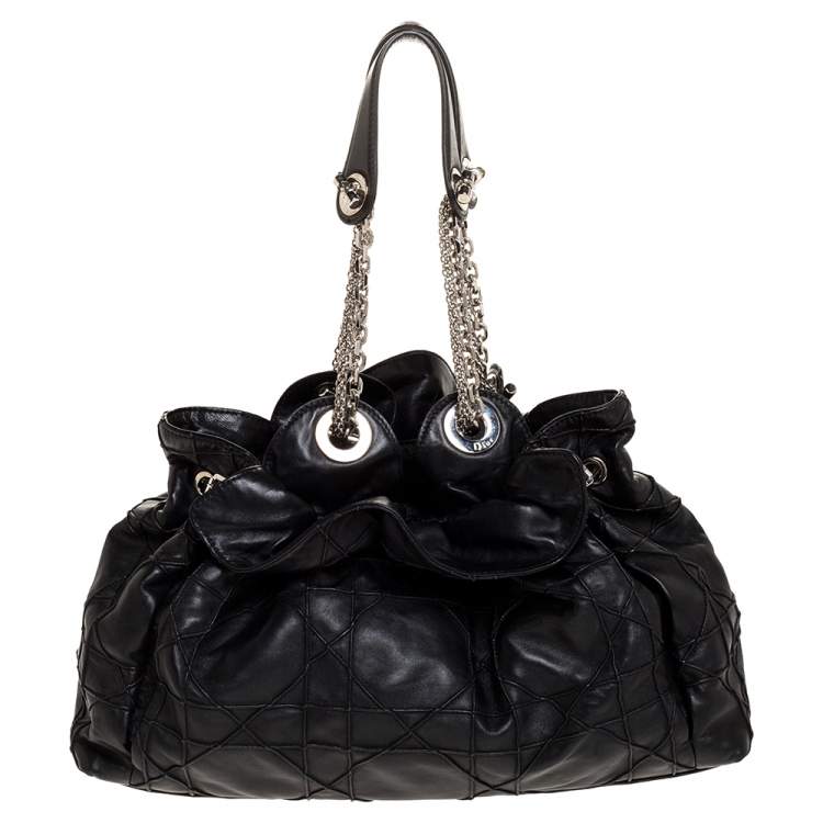 Pre Owned Dior Black Cannage Leather Le Trente Hobo