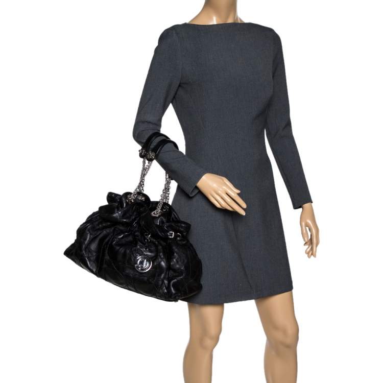 Pre Owned Dior Black Cannage Leather Le Trente Hobo