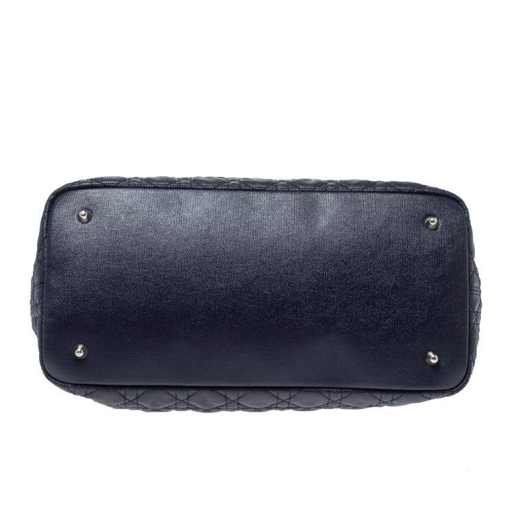 Pre Owned Dior Blue Coated Canvas and Leather Medium Panarea Shopper Tote