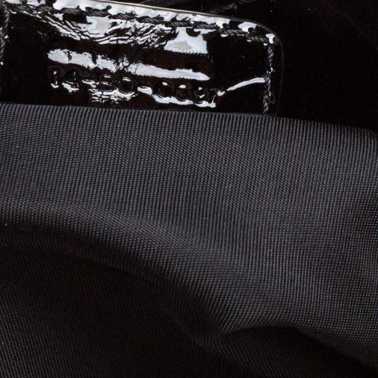 Pre Owned Dior Black Croc Embossed Patent Leather and Canvas Ethnic Hobo